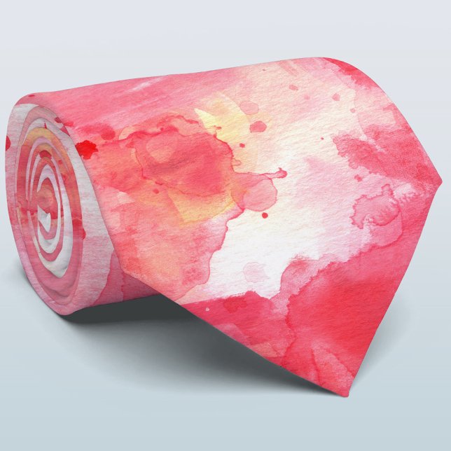 Confetti Pink Wasserfarbe Abstrakt gestrichen Krawatte (Pink watercolor abstract splash art tie)