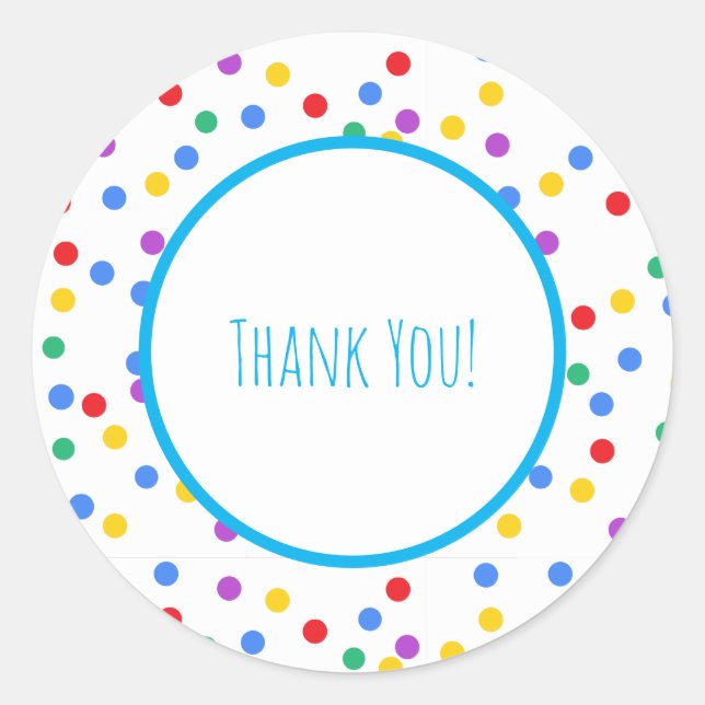 Confetti Polka Dots Kids Birthday Thank You Runder Aufkleber (Vorderseite)