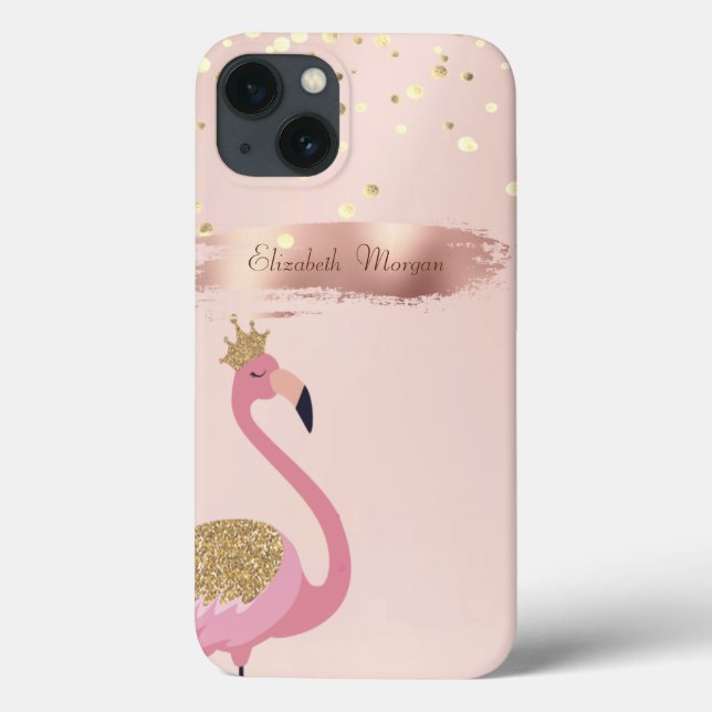 Confetti, Rose Gold Pinselstriche Pink Flamingos Case-Mate iPhone Hülle (Rückseite)