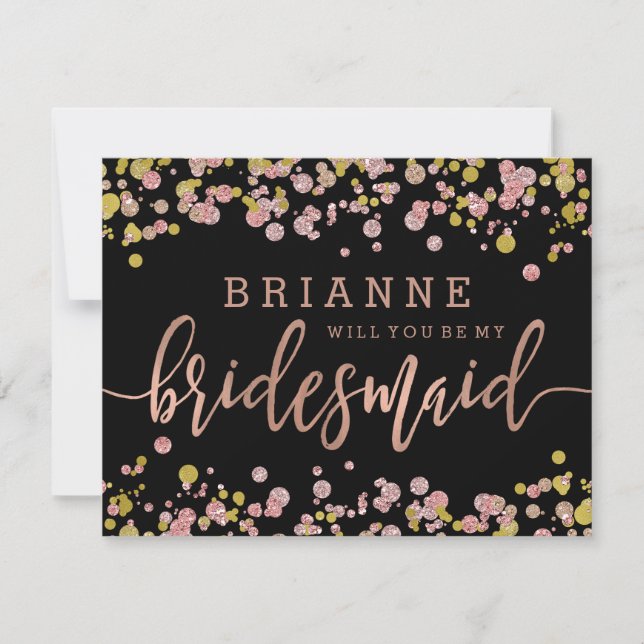 Confetti Rose Gold werden Sie meine Bridesmaid sei Einladung (Vorderseite)
