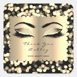 Confetti Sepia Glitzer Gold Lash Augen Vielen Dank Quadratischer Aufkleber