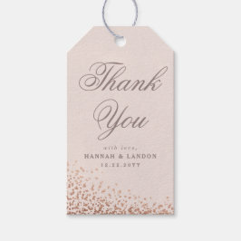 Confetti Shimmer Rose Gold Wedding Geschenkanhänger