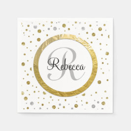 Confetti Silver/Gold Monogram Serviette