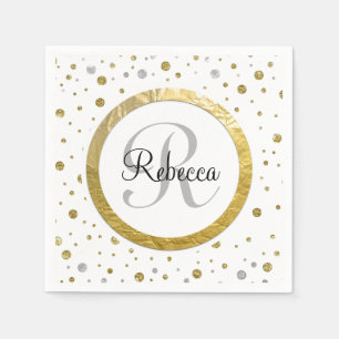 Confetti Silver/Gold Monogramm Serviette