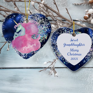 Confetti Sky Pink Unicorn Großtochter Keramik Ornament