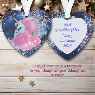 Confetti Sky Pink Unicorn Großtochter Ornament