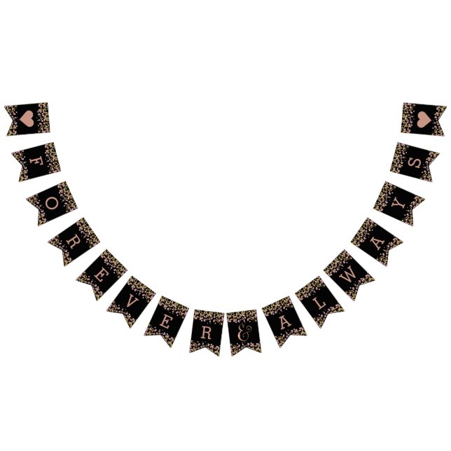 Confetti Sparkle Shine Rose Gold Wedding Forever Wimpelkette (Alle)