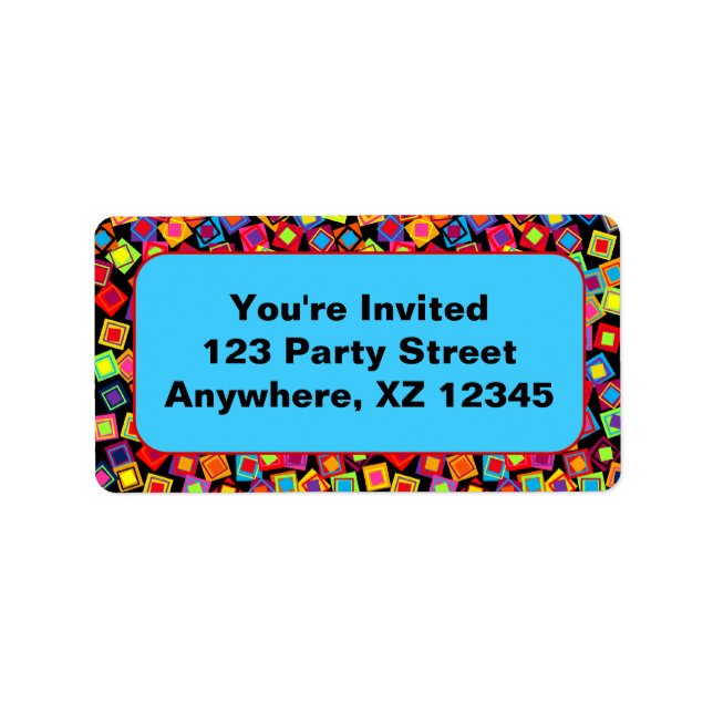 Confetti Squares Adressaufkleber (Vorne)