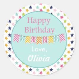 Confetti Stars Custom Birthday Stickers