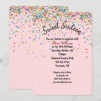 Confetti Sweet 16 Geburtstagsparty Einladung