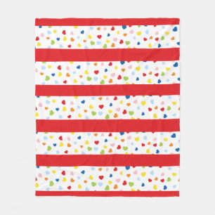 Confetti und Red Stripe Fleece Blanket
