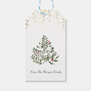 Confetti Watercolor Pine Tree Branches Geschenkanhänger