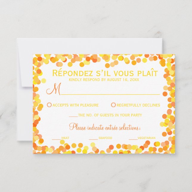 Confetti Wedding Response Cards RSVP Karte (Vorderseite)