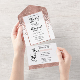 Confetti Wedding RSVP Glitzer All In One Einladung