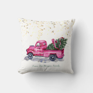 Confetti, Weihnachten Pink Truck Pine Tree Kissen