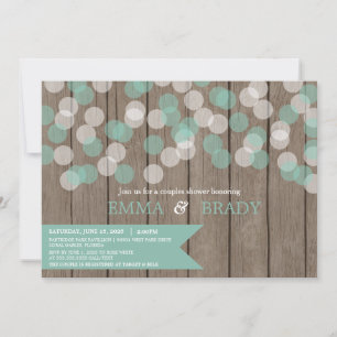Confetti Wood Rustic Couples Dusche Einladung