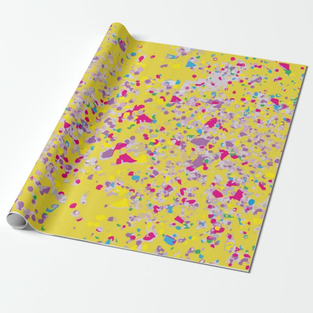 Confetti Yellow Wrapping Paper Geschenkpapier (Ungerollt)