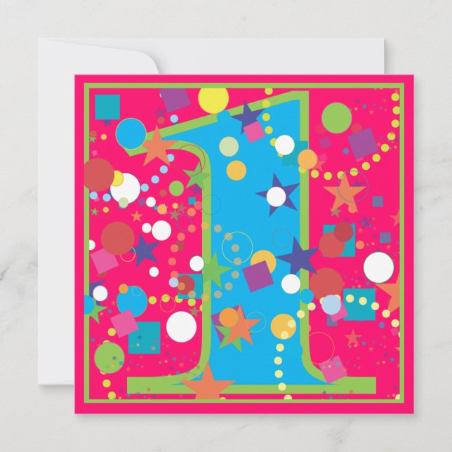 Confetti-Zirkus-1. Geburtstags-Party Einladung (Vorderseite)