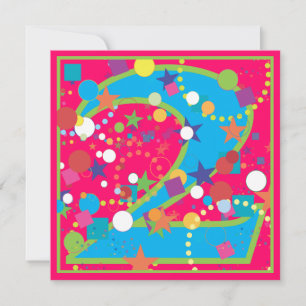 Confetti-Zirkus-2. Geburtstags-Party Einladung