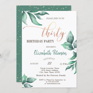 Confetti, Zweige 30. Geburtstag Party Einladung