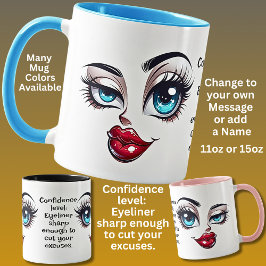 Confidence,  Add Name Message, Fabulous Eyes Face Tasse