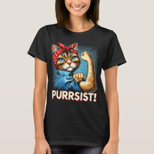 Confident Cat "PURRSIST"! Retrodesign T-Shirt