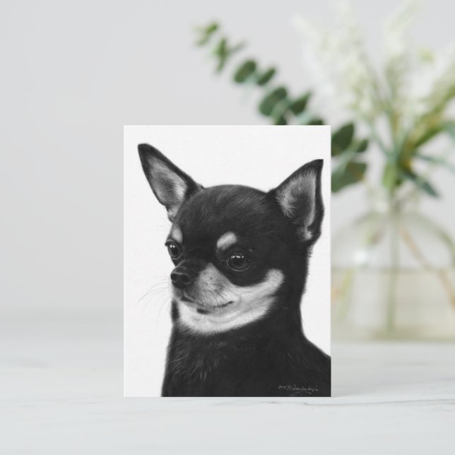 Confident Chihuahua Expression - Handgemalt Postkarte (Stehend Vorderseite)