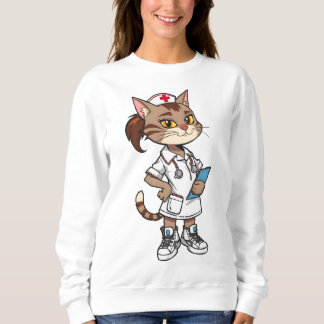 Confident Nurse Cat - Stil der 90er-Cartoon Sweatshirt