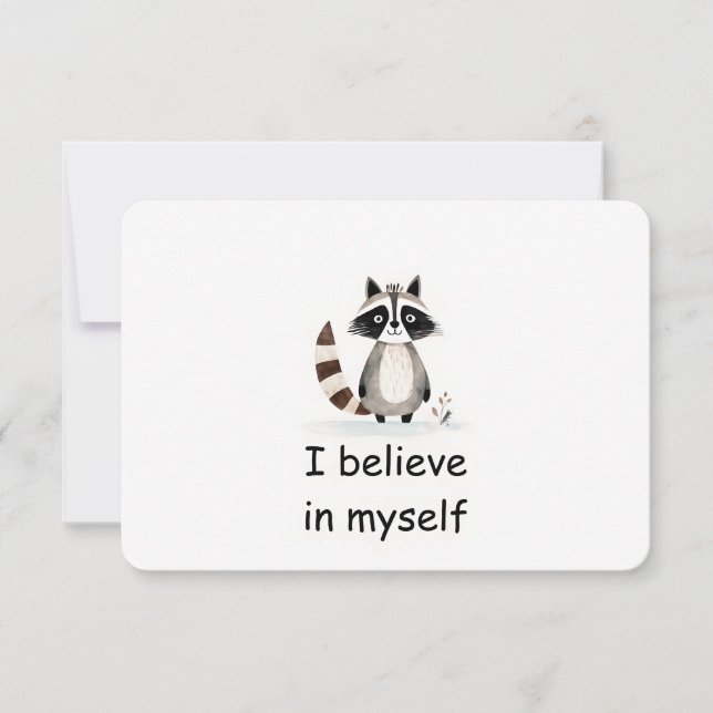 Confident Raccoon Woodland Animal Affirmation Card Einladung (Vorderseite)
