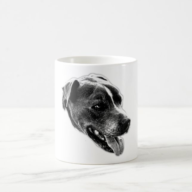 Confident Smile Pitbull Mix Portrait Tasse (Mittel)