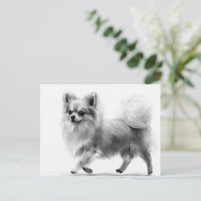 Confident Steps Hand bemalt Chihuahua Postkarte (Stehend Vorderseite)