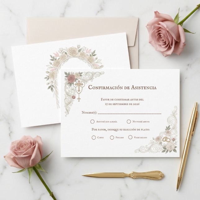 Confirmación de Asistencia elección de plato RSVP Karte (Von Creator hochgeladen)