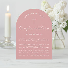 Confirmation Arch Dusty Rose Pink Girl Script Einladung