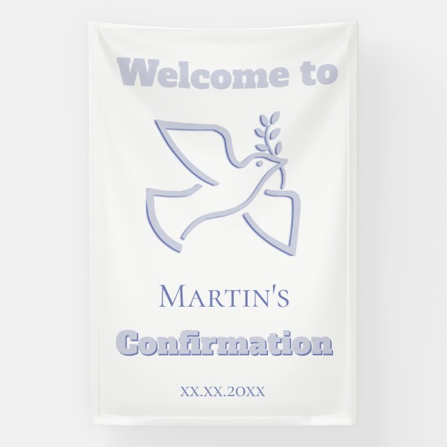 Confirmation boy welcome banner (Vertikal)