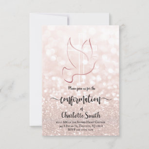 Confirmation Imitats Rose Gold Glitzer Textur Einladung