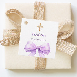 Confirmation lavender bow cross girl DIY Geschenkanhänger