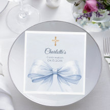 Confirmation light blue bow cross girl luncheon