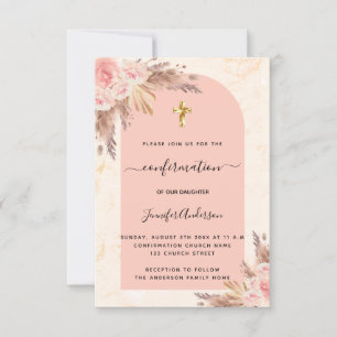 Confirmation pampas grass rose blush marble girl einladung