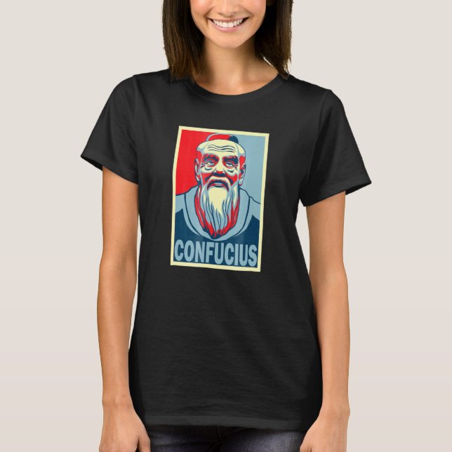 Confucius Chinese Teacher Poster Style Pop Art T-Shirt (Vorderseite)