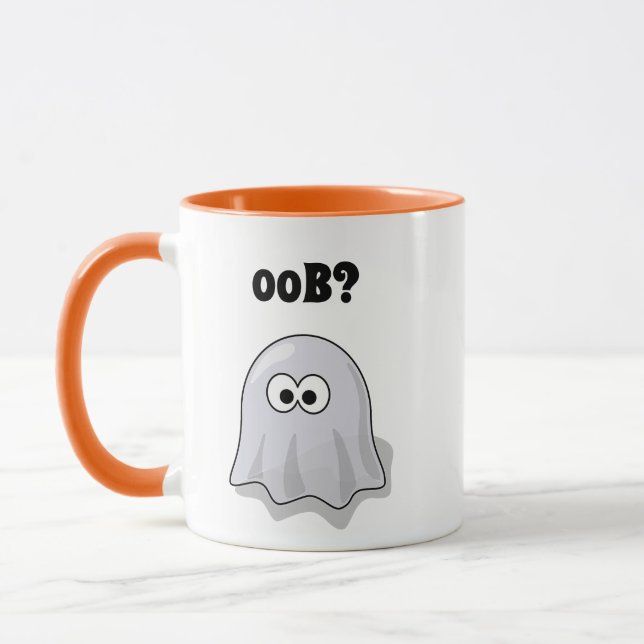Confused Ghost Says "Oob?" Funny Halloween Cartoon Tasse (Links)