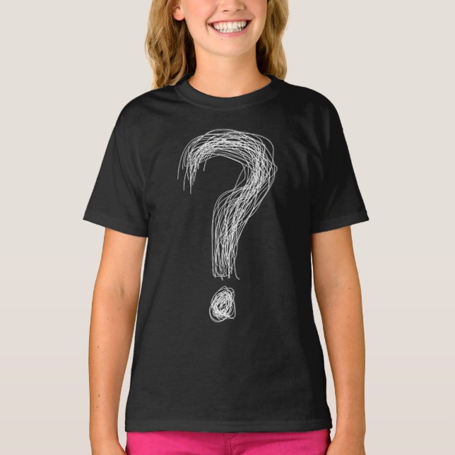 Confused Scribble Question Mark Chaos Overthinking T-Shirt (Vorderseite)