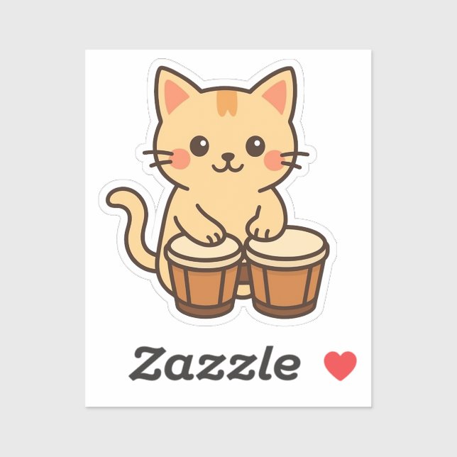 Conga Cat Percussion Beat Aufkleber (Blatt)