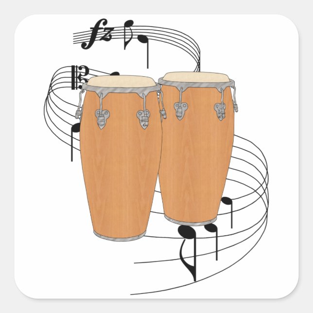 Conga Drums Quadratischer Aufkleber (Vorderseite)