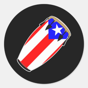 Conga Flag Puerto Rico Runder Aufkleber