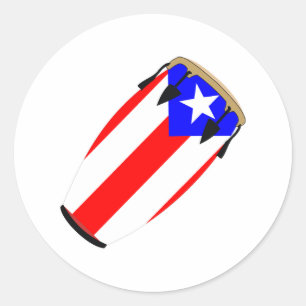 Conga-Flagge Puerto Rico Runder Aufkleber