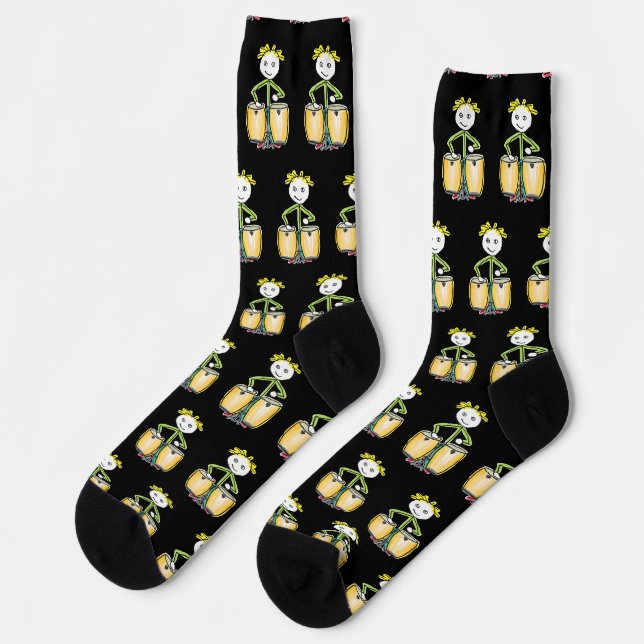 Conga spielender Stockmann Socken (Linkes Detail)