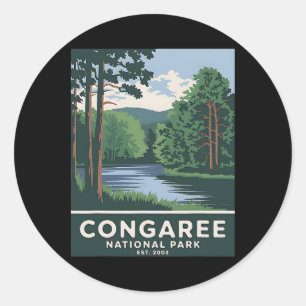 Congaree National Park Vintage Camping Wandern Män Runder Aufkleber