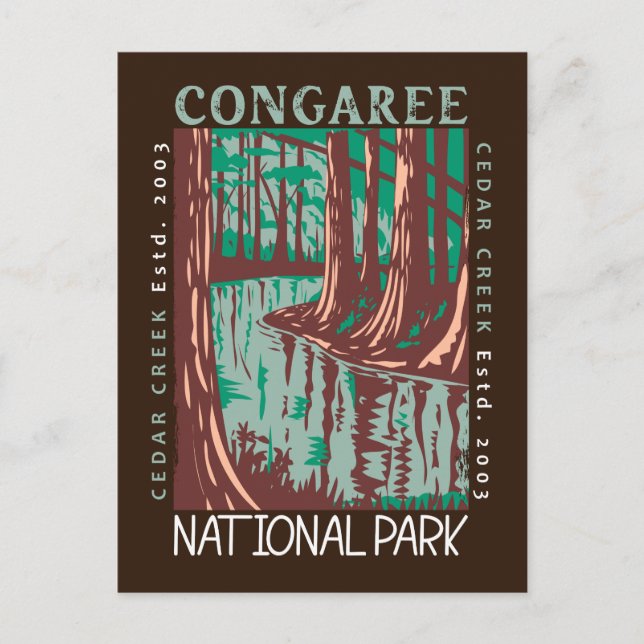 Congaree Nationalpark Cedar Creek Vintag Postkarte (Vorderseite)