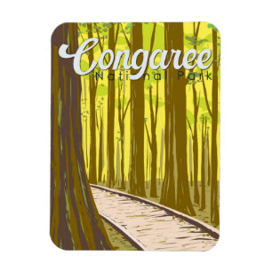 Congaree Nationalpark Illustration Reisen Vintag Magnet