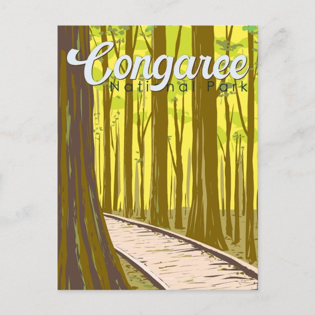 Congaree Nationalpark Illustration Reisen Vintag Postkarte (Vorderseite)